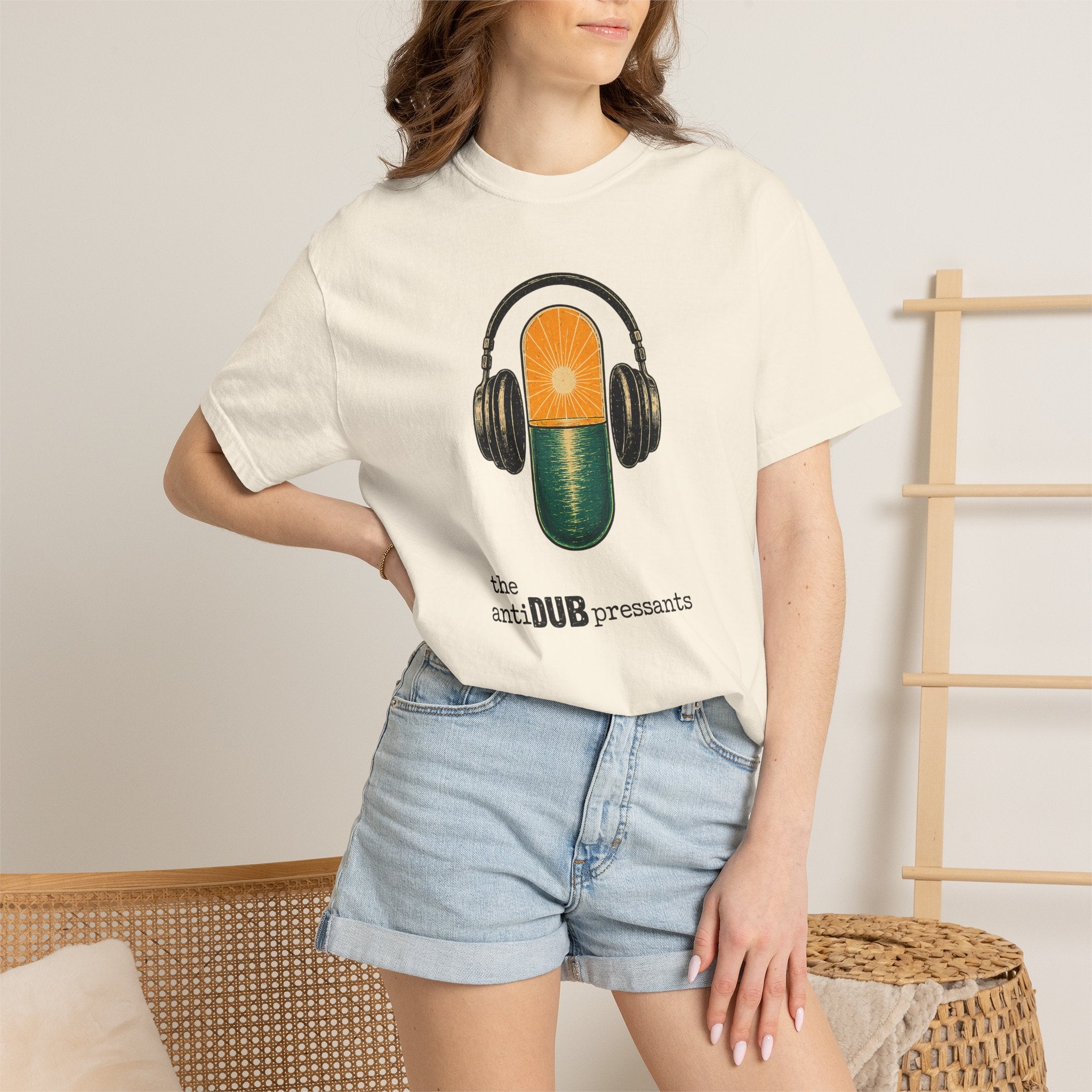 Music Pill T-Shirt — "the antiDUBpressants" Vintage Headphone Graphic