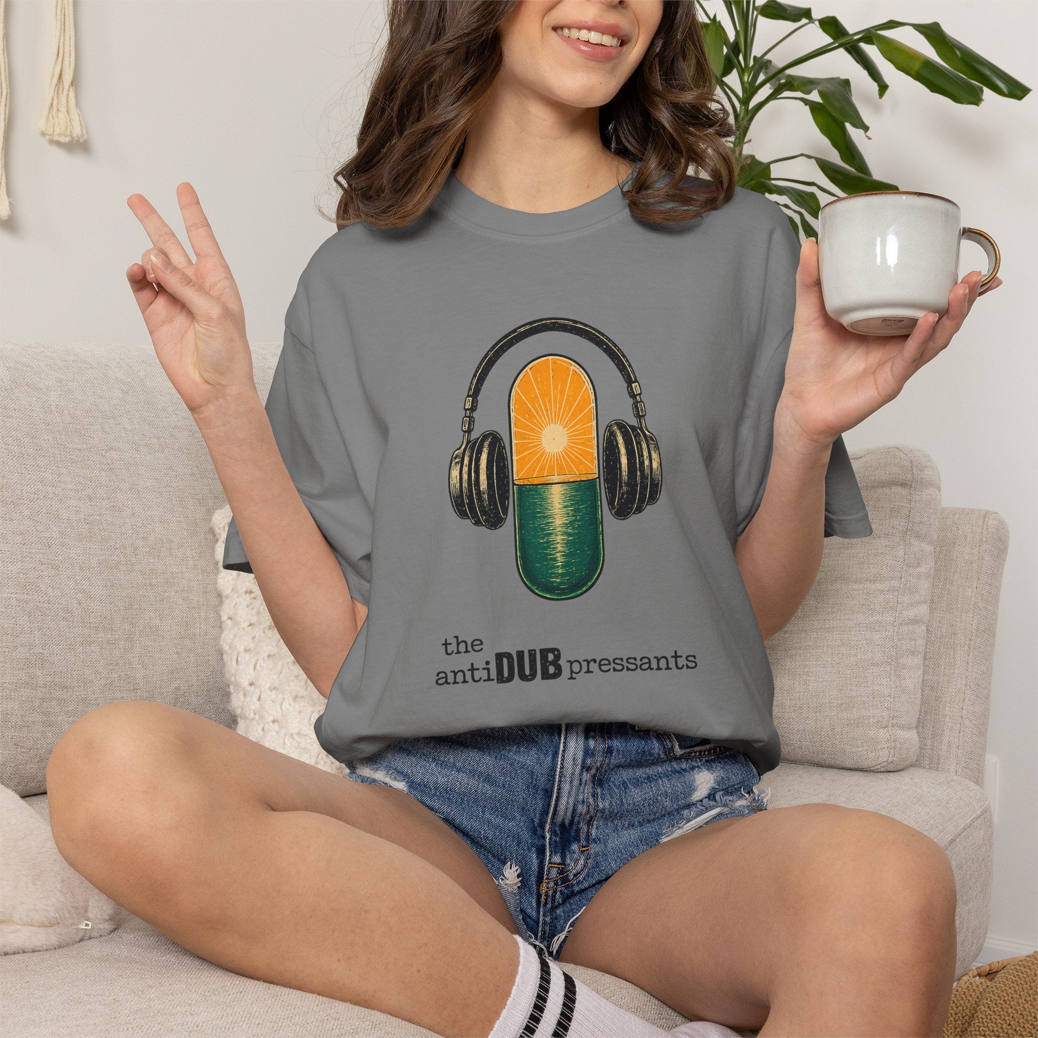 Music Pill T-Shirt — "the antiDUBpressants" Vintage Headphone Graphic