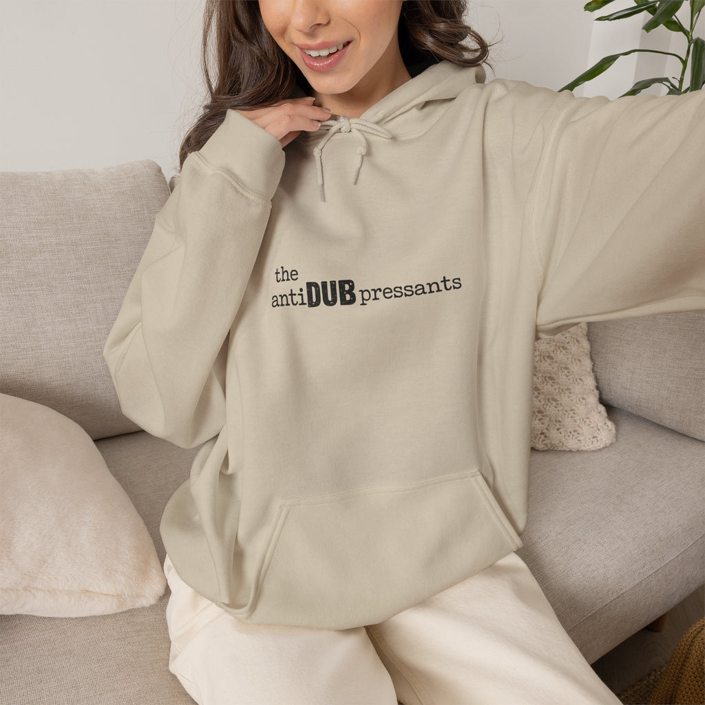 the antiDUBpressants Hoodie — “Music is medicine, community is the cure” Minimal Pullover