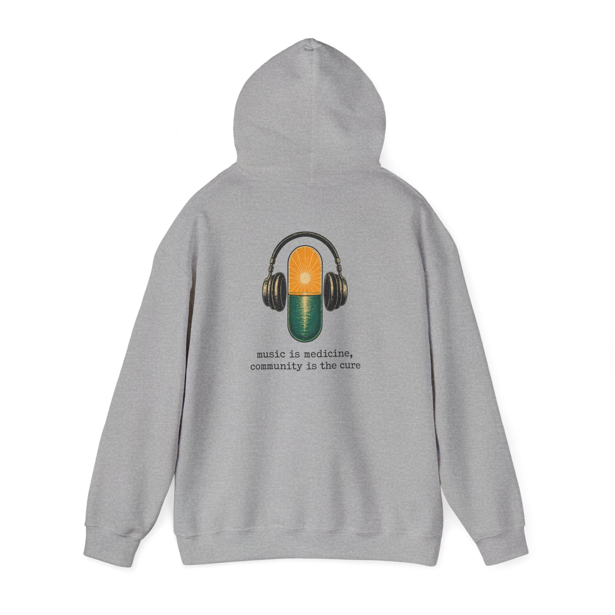 the antiDUBpressants Hoodie — “Music is medicine, community is the cure” Minimal Pullover