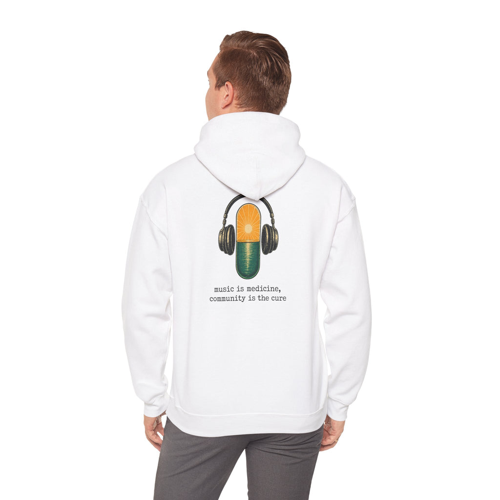 the antiDUBpressants Hoodie — “Music is medicine, community is the cure” Minimal Pullover