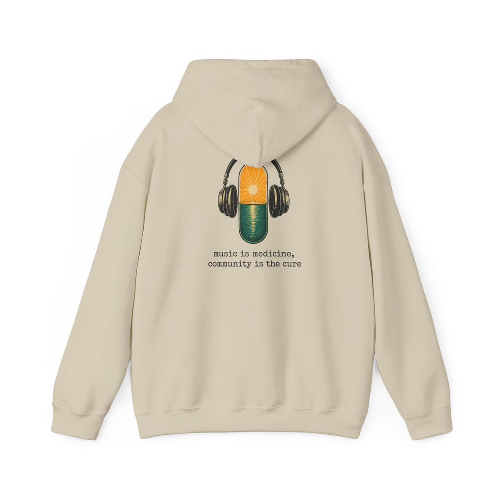 the antiDUBpressants Hoodie — “Music is medicine, community is the cure” Minimal Pullover