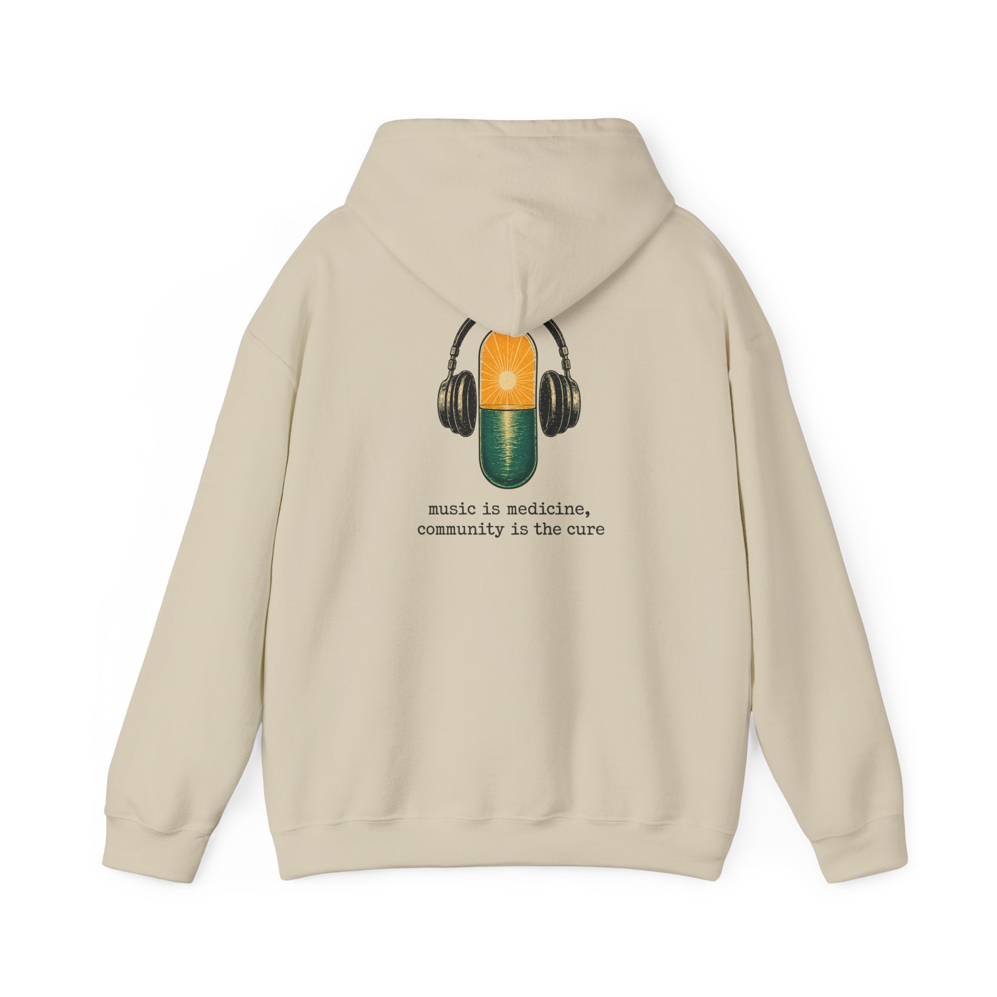 the antiDUBpressants Hoodie — “Music is medicine, community is the cure” Minimal Pullover