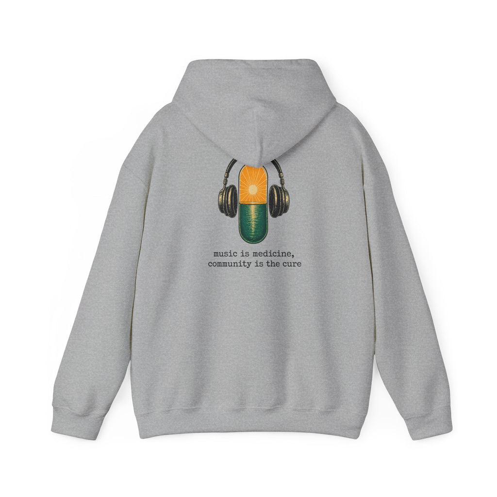 the antiDUBpressants Hoodie — “Music is medicine, community is the cure” Minimal Pullover