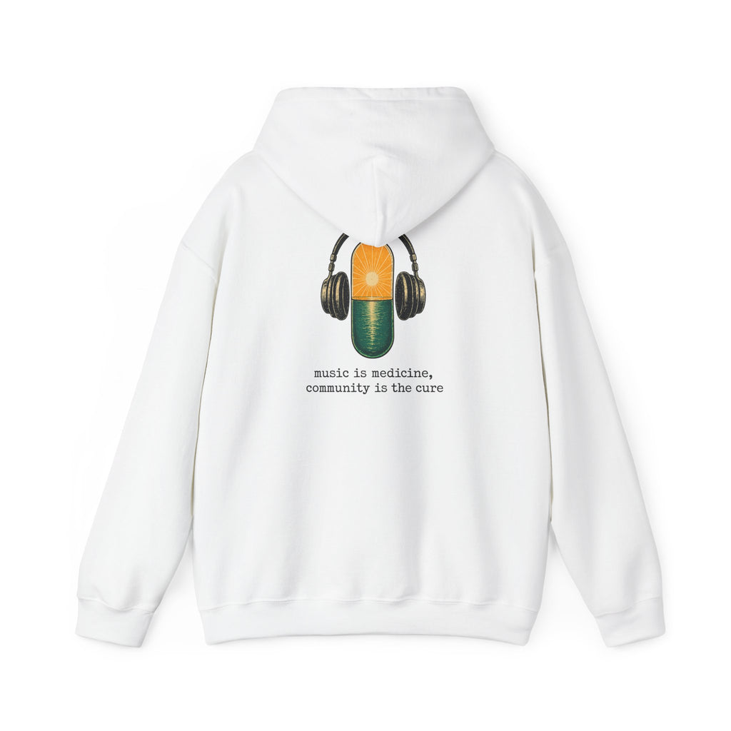 the antiDUBpressants Hoodie — “Music is medicine, community is the cure” Minimal Pullover