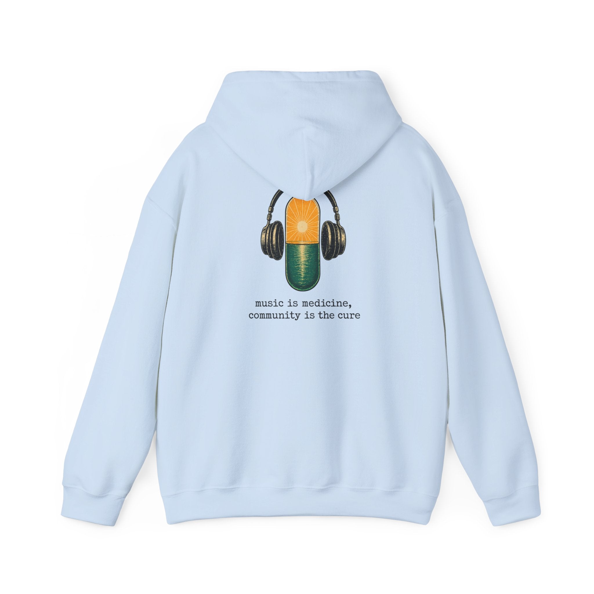 the antiDUBpressants Hoodie — “Music is medicine, community is the cure” Minimal Pullover