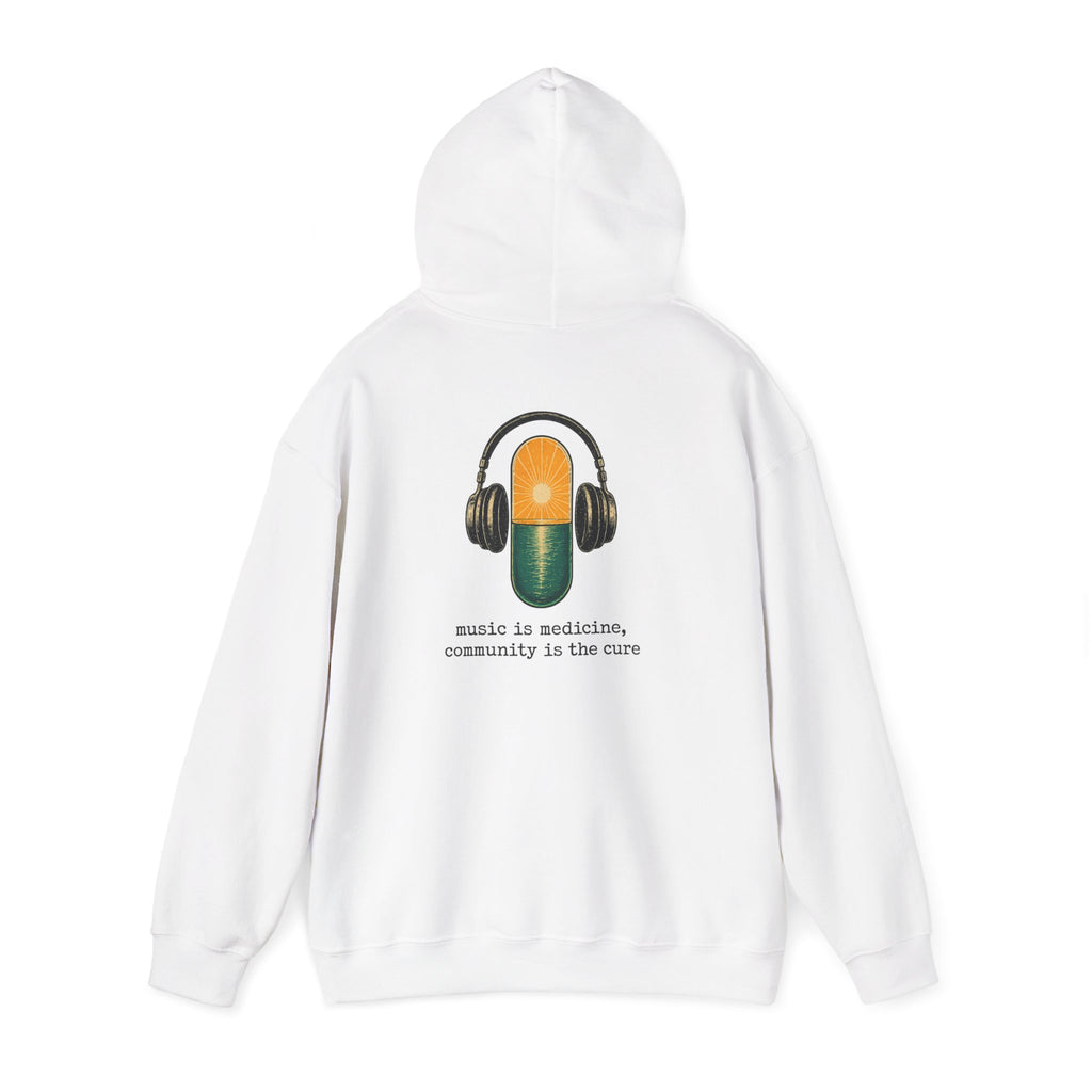 the antiDUBpressants Hoodie — “Music is medicine, community is the cure” Minimal Pullover