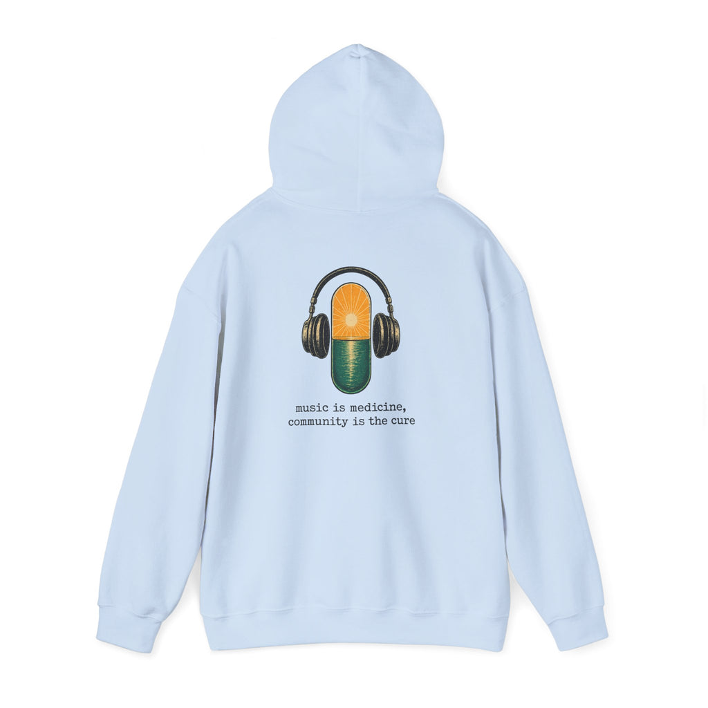 the antiDUBpressants Hoodie — “Music is medicine, community is the cure” Minimal Pullover