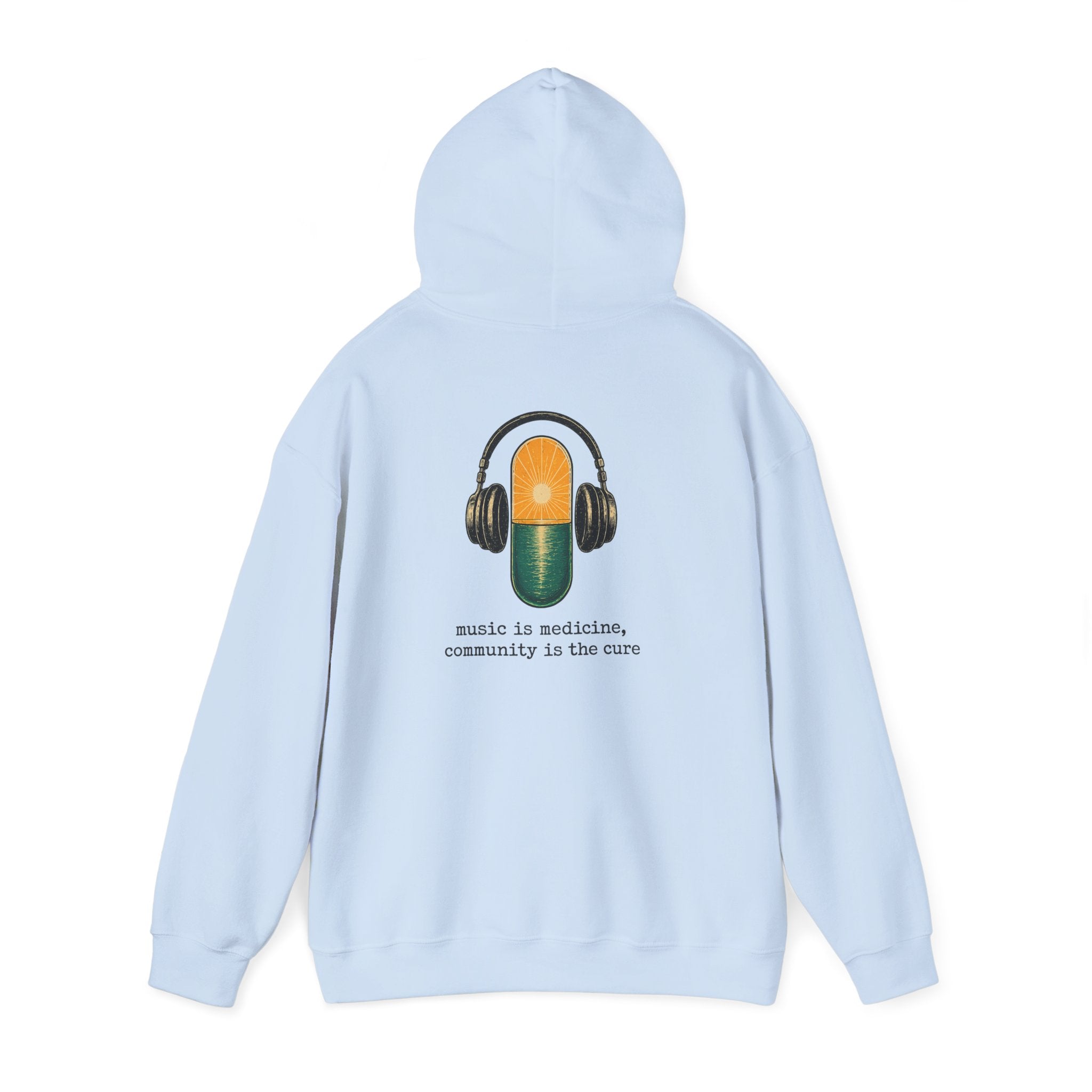 the antiDUBpressants Hoodie — “Music is medicine, community is the cure” Minimal Pullover