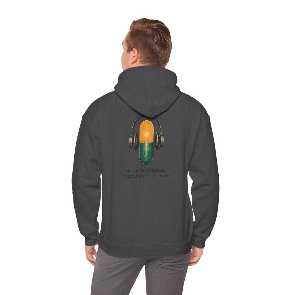the antiDUBpressants Hoodie — “Music is medicine, community is the cure” Minimal Pullover