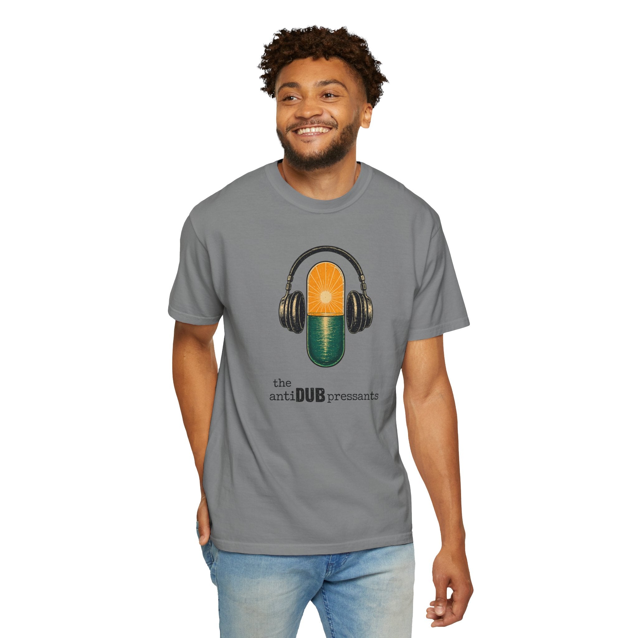 Music Pill T-Shirt — "the antiDUBpressants" Vintage Headphone Graphic