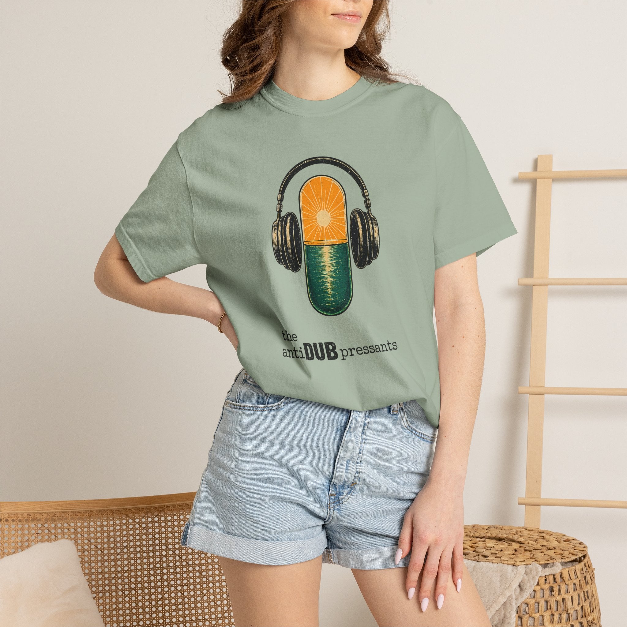 Music Pill T-Shirt — "the antiDUBpressants" Vintage Headphone Graphic