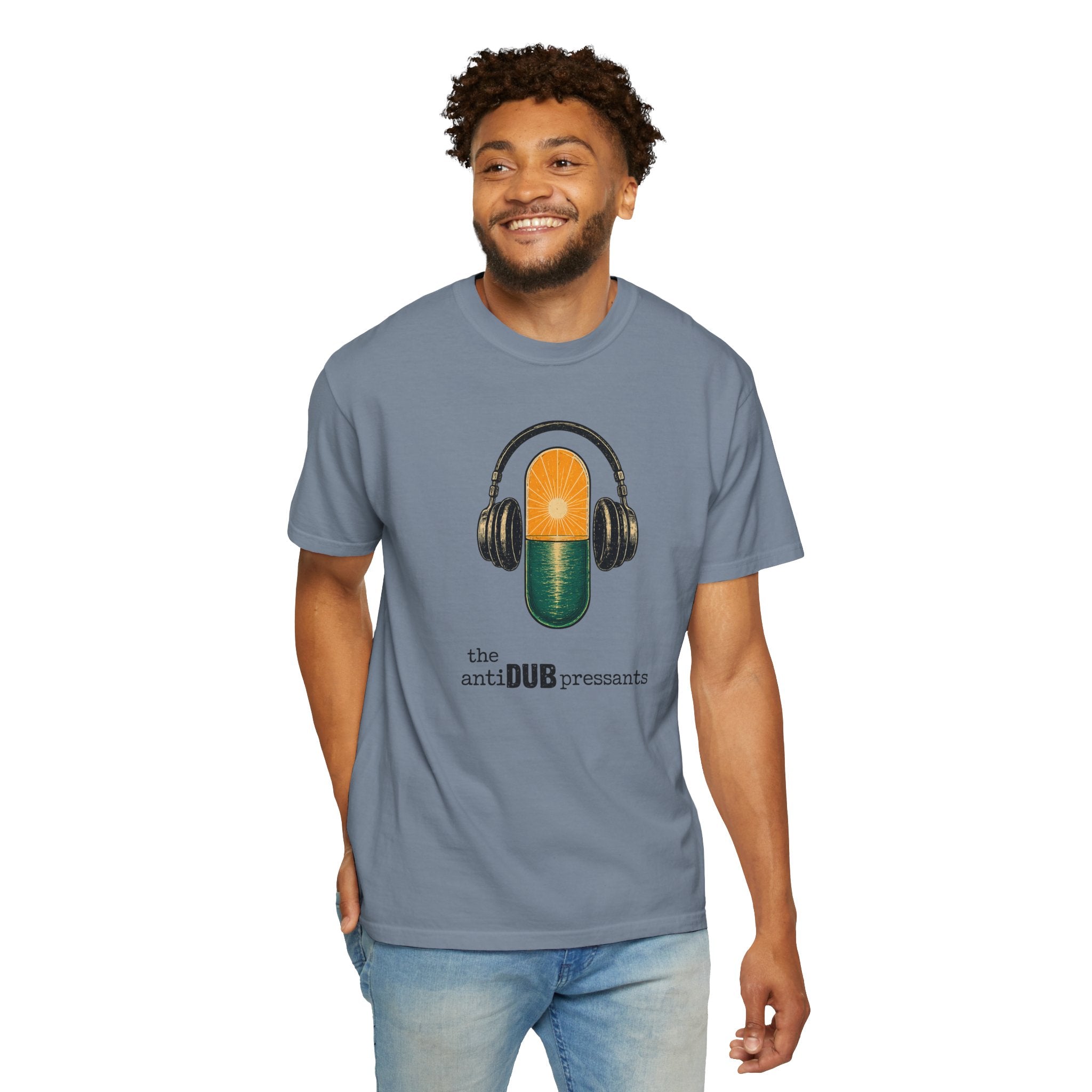 Music Pill T-Shirt — "the antiDUBpressants" Vintage Headphone Graphic