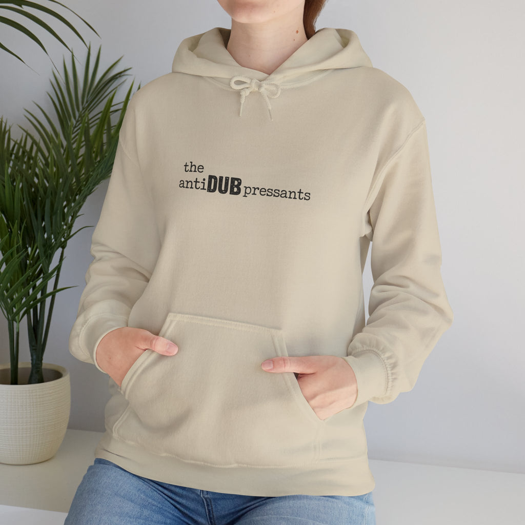 the antiDUBpressants Hoodie — “Music is medicine, community is the cure” Minimal Pullover