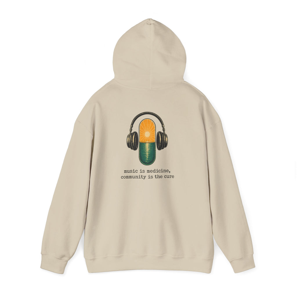 the antiDUBpressants Hoodie — “Music is medicine, community is the cure” Minimal Pullover