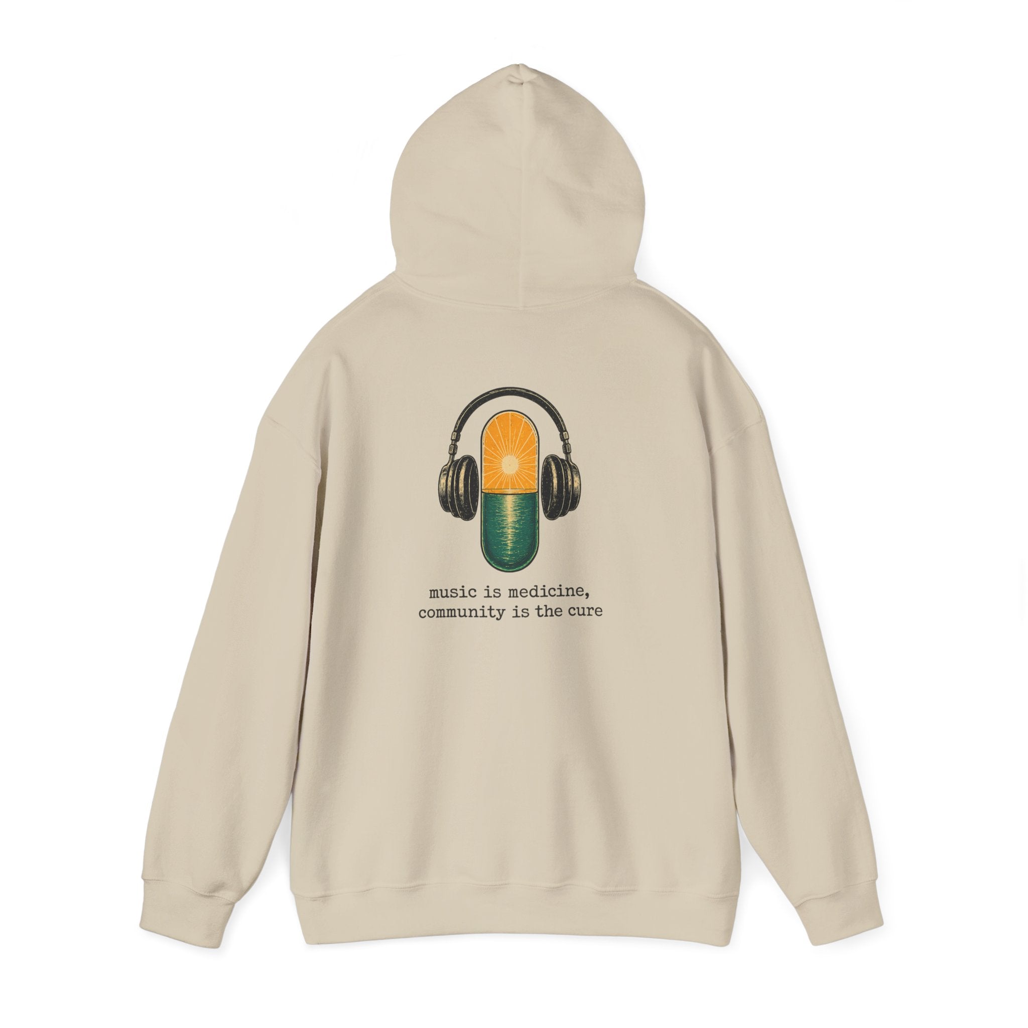 the antiDUBpressants Hoodie — “Music is medicine, community is the cure” Minimal Pullover