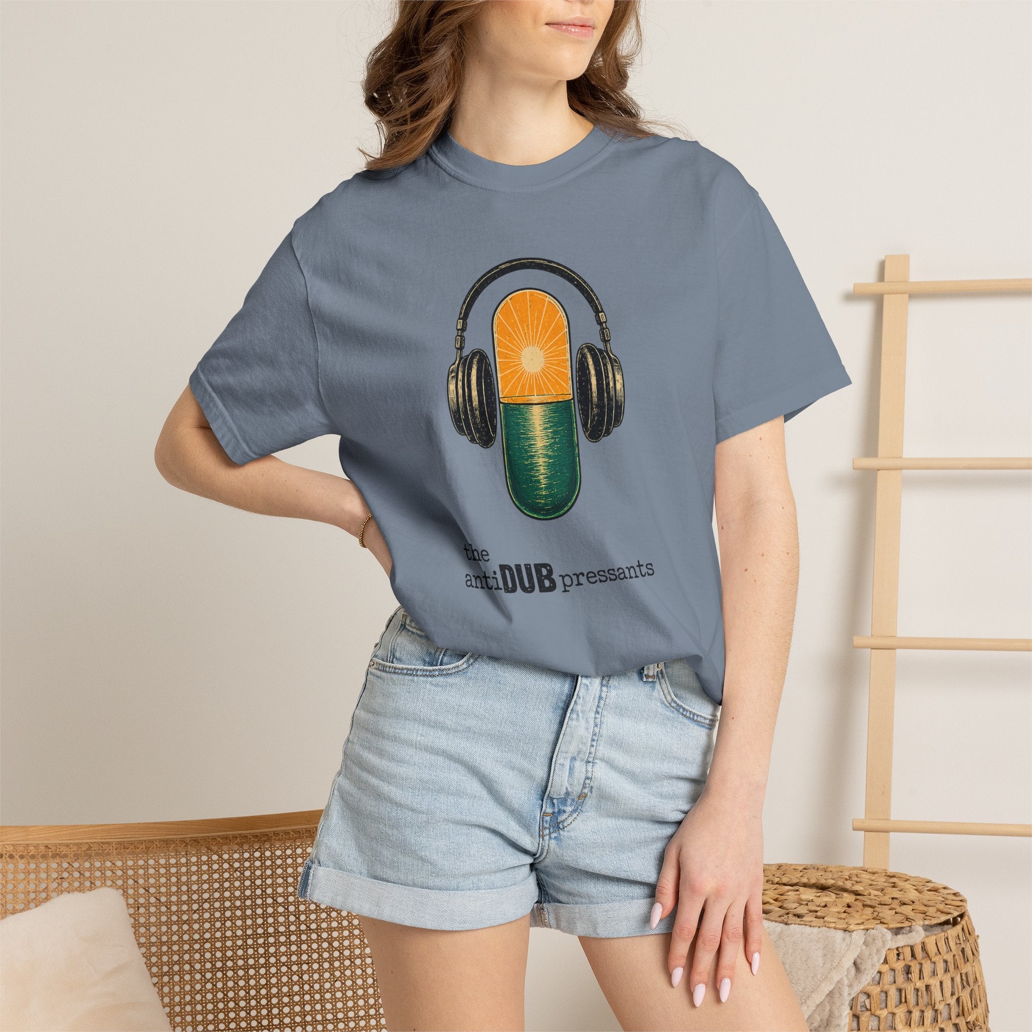 Music Pill T-Shirt — "the antiDUBpressants" Vintage Headphone Graphic