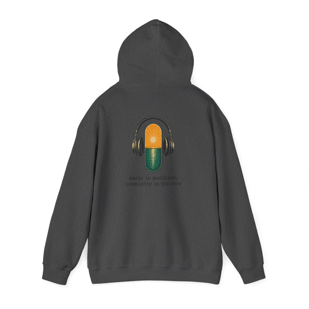 the antiDUBpressants Hoodie — “Music is medicine, community is the cure” Minimal Pullover