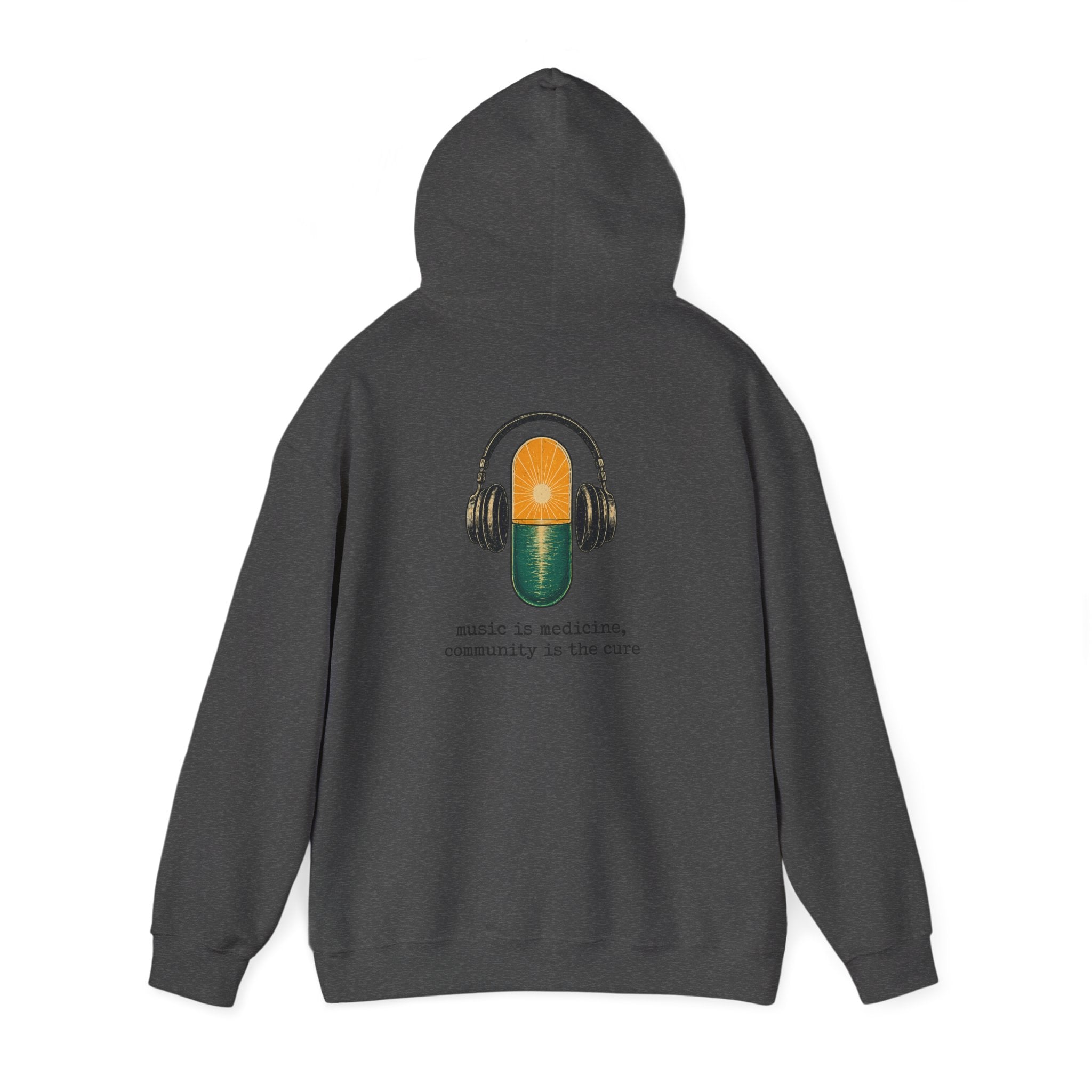 the antiDUBpressants Hoodie — “Music is medicine, community is the cure” Minimal Pullover