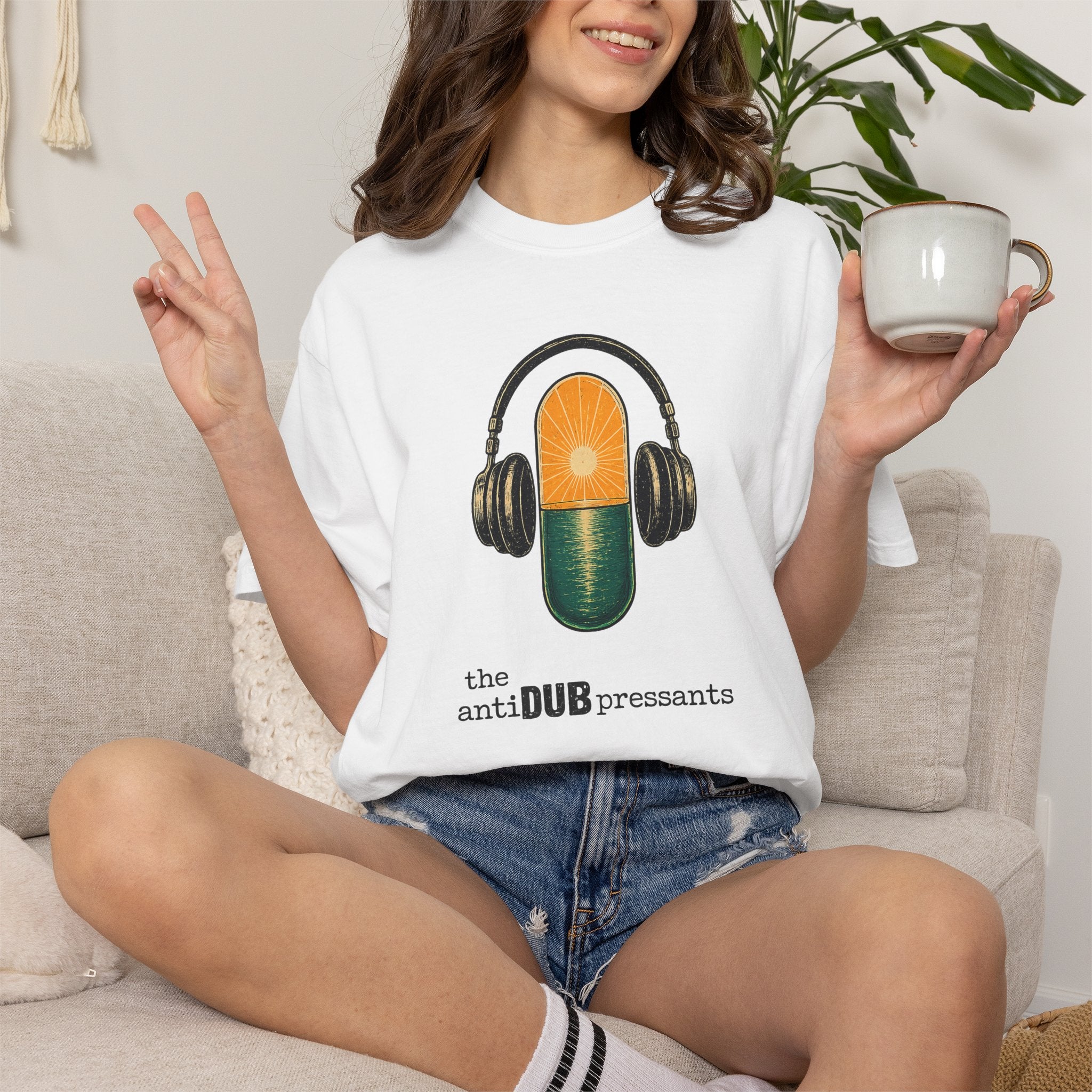 Music Pill T-Shirt — "the antiDUBpressants" Vintage Headphone Graphic