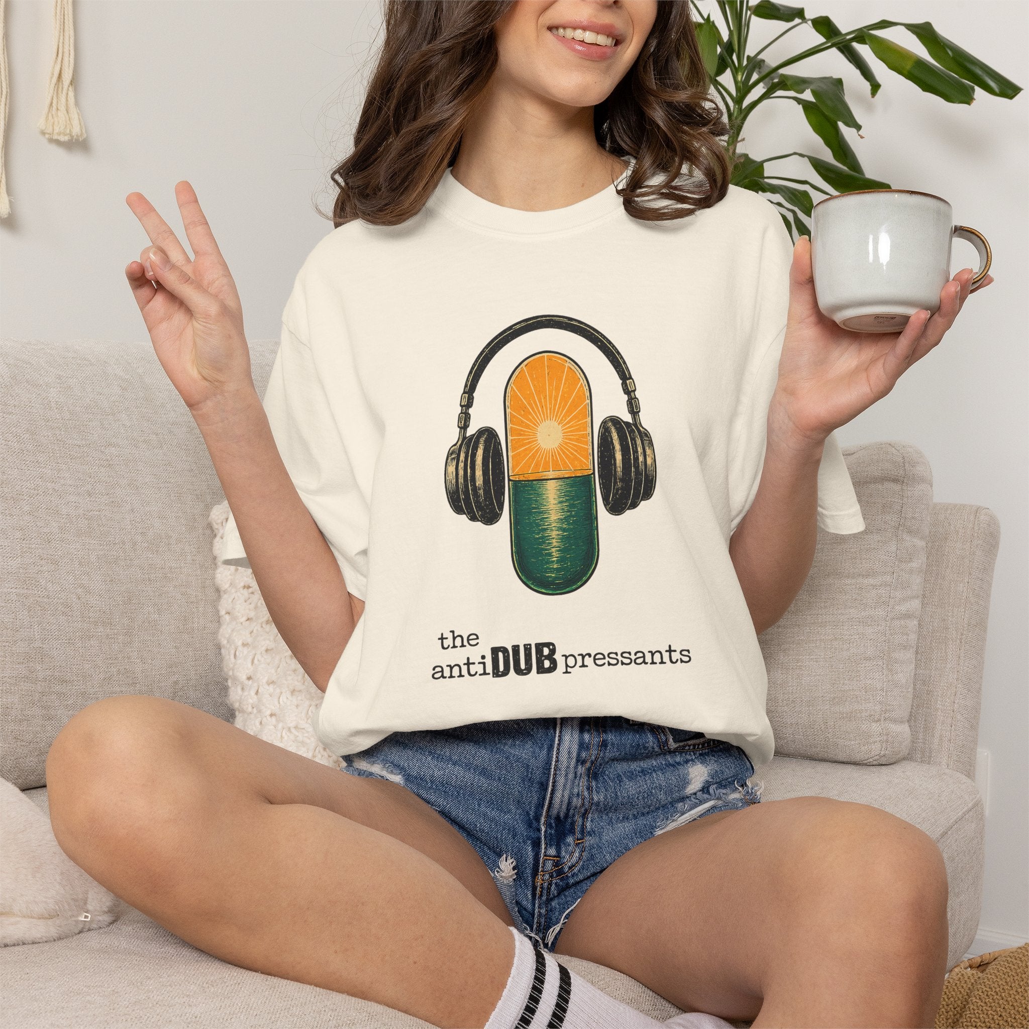 Music Pill T-Shirt — "the antiDUBpressants" Vintage Headphone Graphic