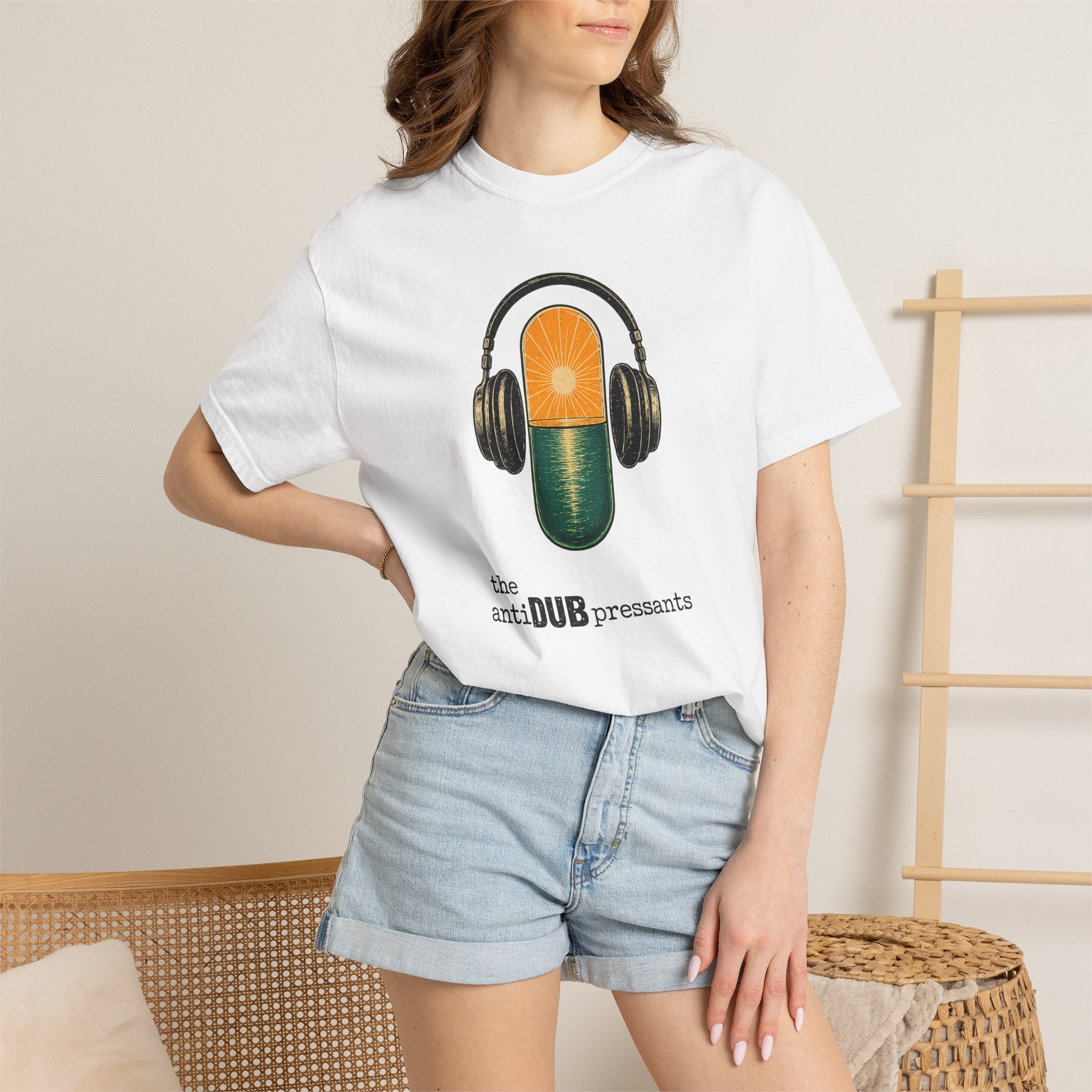 Music Pill T-Shirt — "the antiDUBpressants" Vintage Headphone Graphic