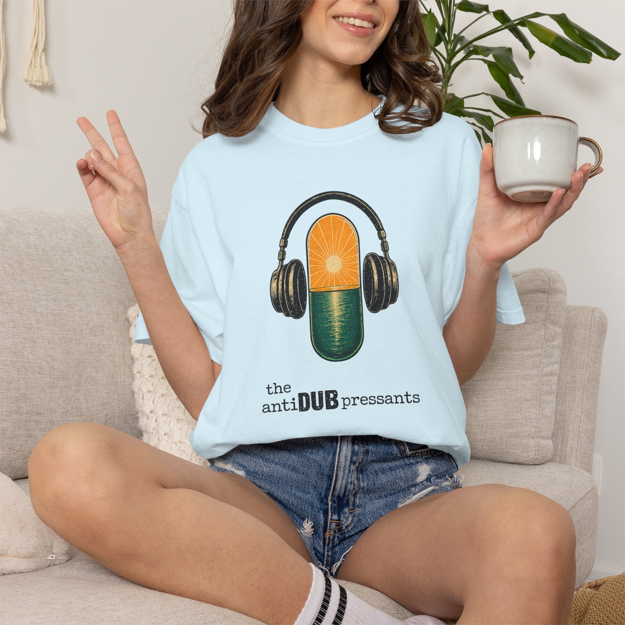 Music Pill T-Shirt — "the antiDUBpressants" Vintage Headphone Graphic