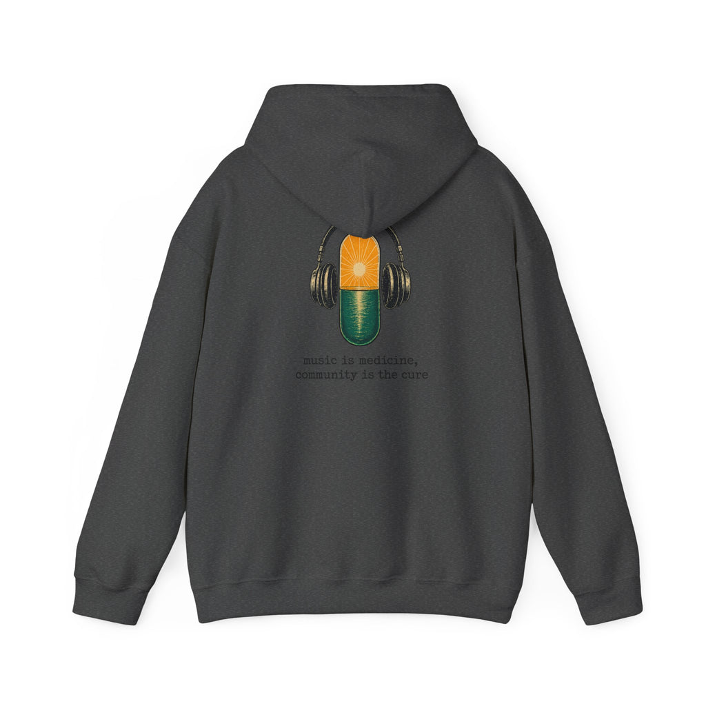 the antiDUBpressants Hoodie — “Music is medicine, community is the cure” Minimal Pullover