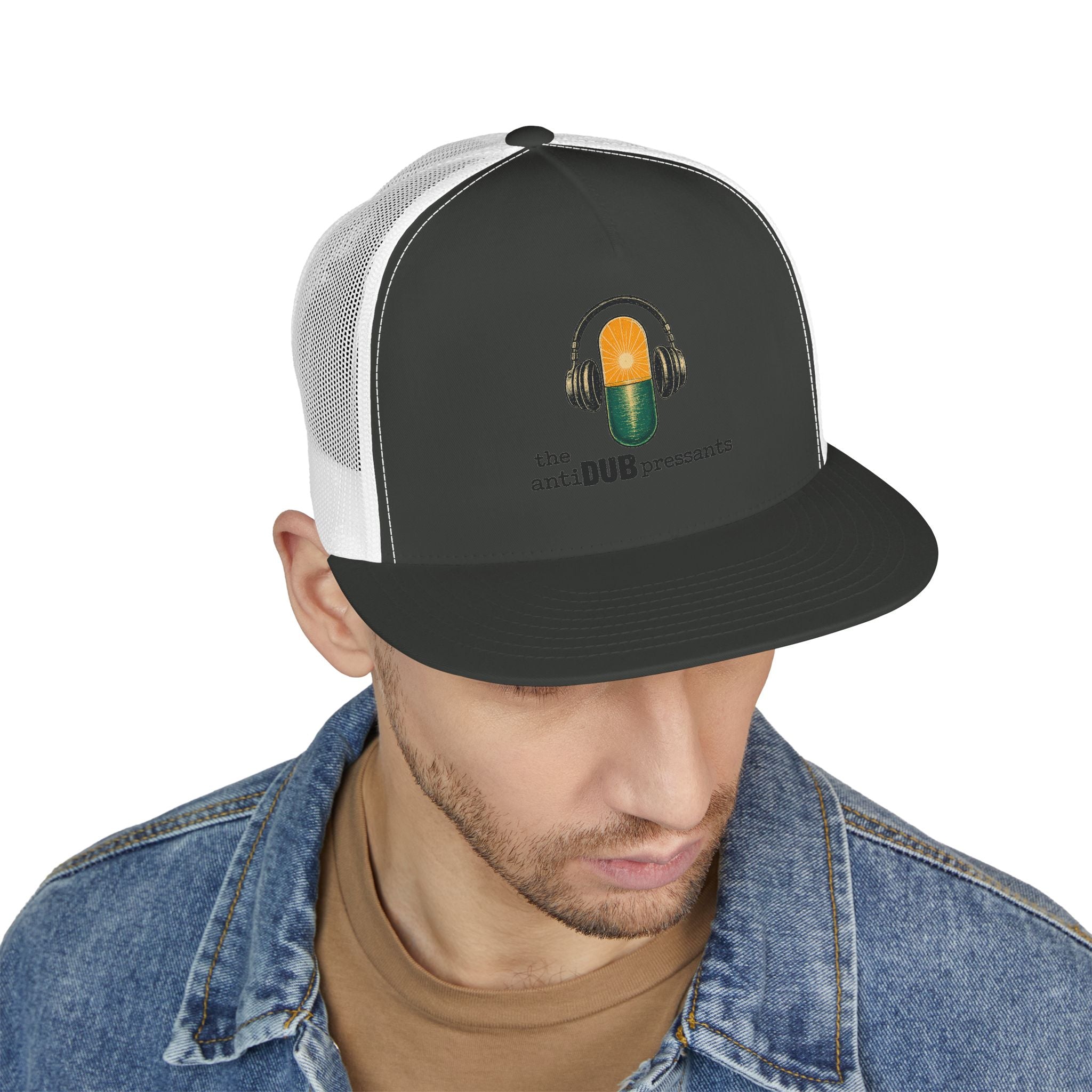 Trucker Cap — 'the antiDUBpressants' Pill Logo Mesh Snapback
