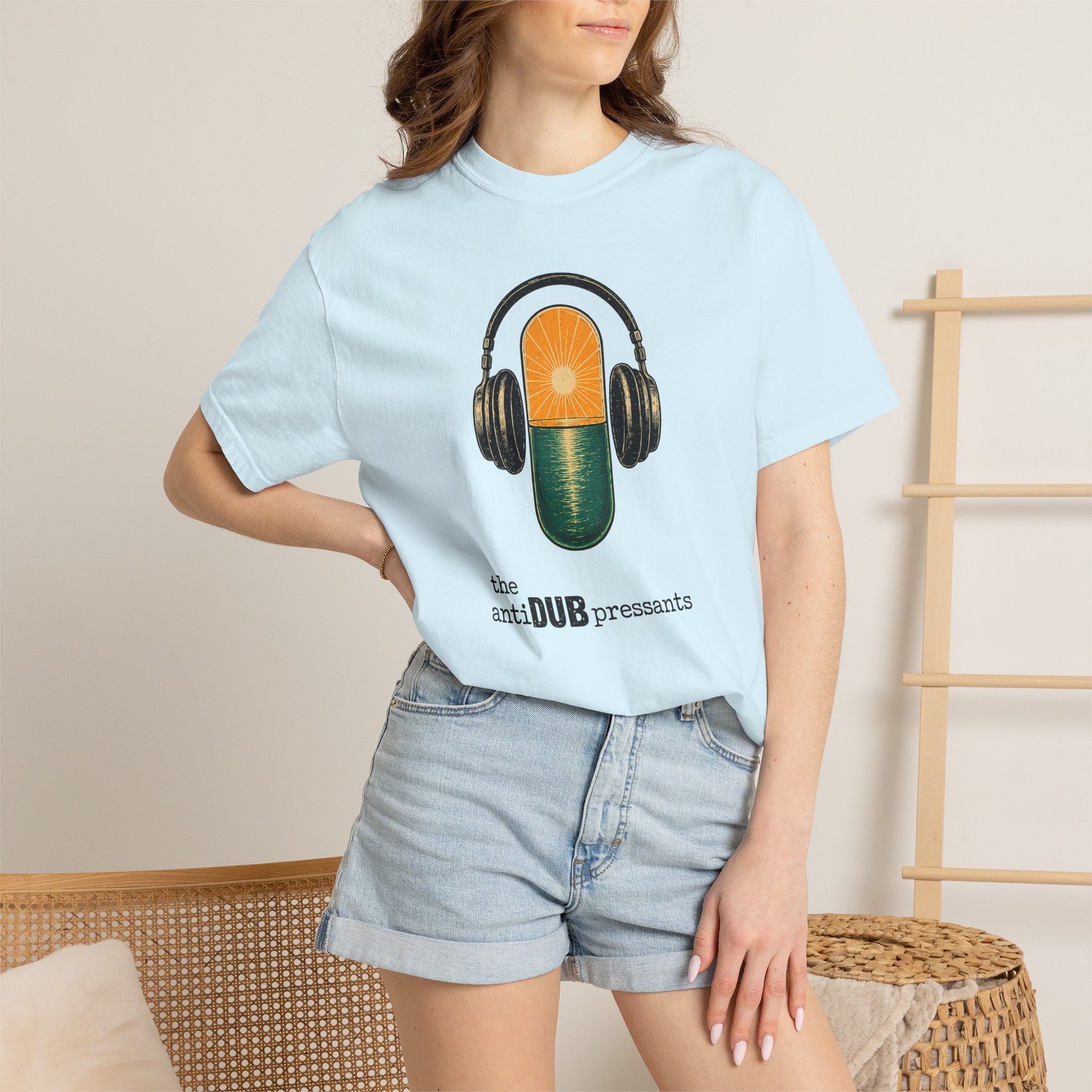 Music Pill T-Shirt — "the antiDUBpressants" Vintage Headphone Graphic